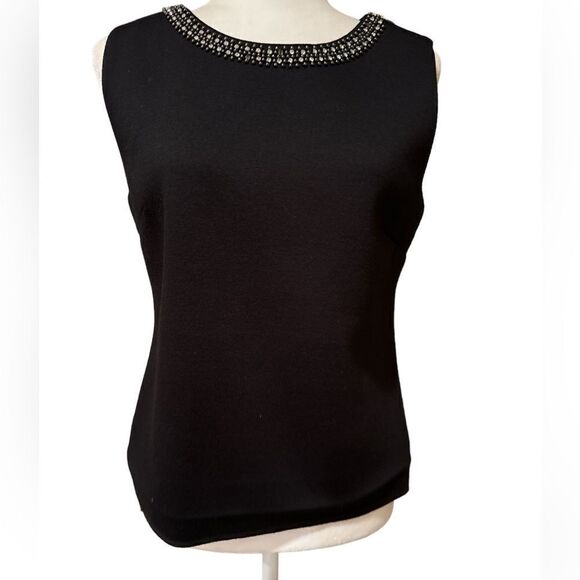 Cynthia Rowley Black Rhinestone Sleeveless Top Size Medium - Picture 1 of 9